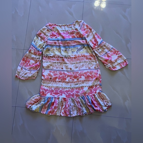 Rosa Nud Floral Print Pink Tunic Dress Beach Summer Lightweight Size Small - Picture 12 of 16